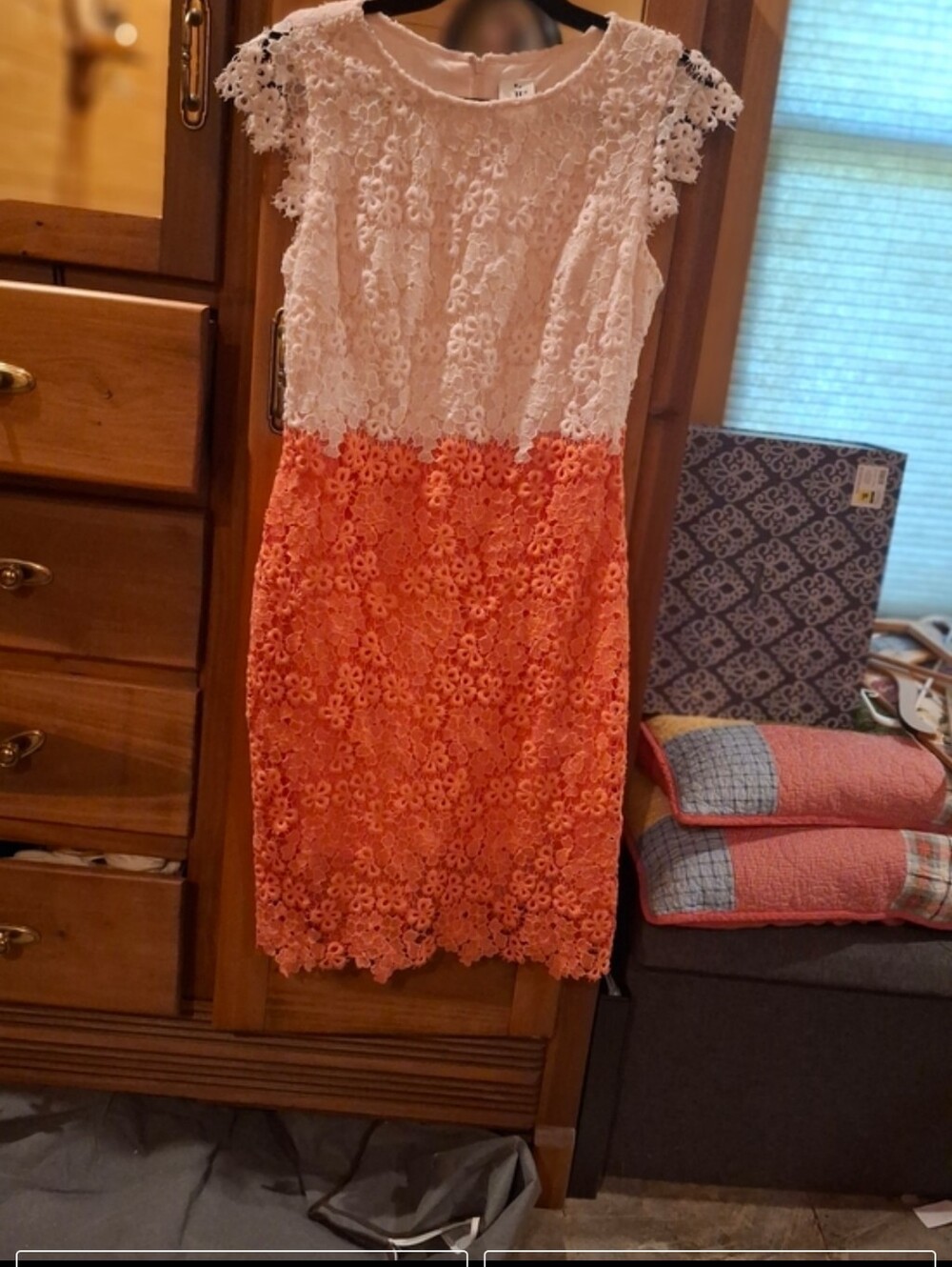 julia jordan Cream and Coral Lace Sheath Dress - Picture 3 of 16